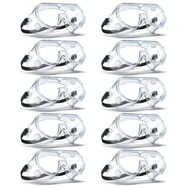 Qbily Anti-fog Safety Goggles,Adjustable Lab Goggles，Lightweight Science Goggles Clear 10 Pcs