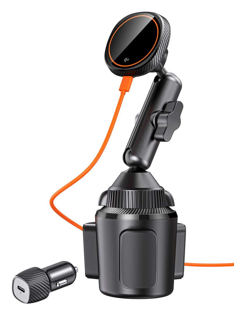 for Qi2 15W Magsafe Car Mount Charger, Phone Holder Car Cup Holder Wireless Car Charger Heat Dissipation Fan, Fast Charging Magnetic Phone Holder for iPhone 17 16 15 14 13 12 [PD 30W Adapter]