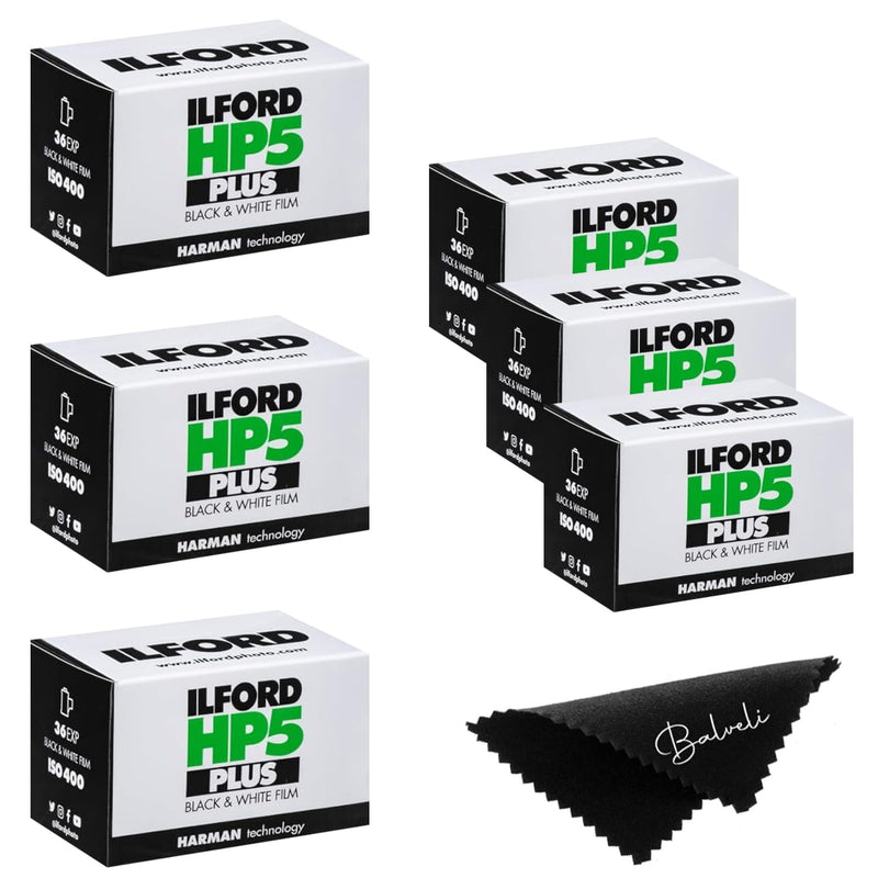Ilford HP5 Plus 400 Black and White Film 35mm Film, 36 Exposures, 6 Rolls -Balveli Cloth- 35mm Film Black and White Roll 400 Iso Black and White-6 Black and White 35 mm Film Roll-Camera Film-B&W Film