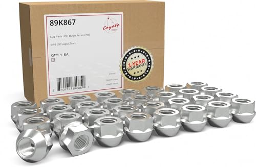 Wheel Accessories Parts 32 Pcs 9/16"-18 Thread 21mm 0.84" Long Open End Bulge Acorn Lug Nuts Zinc 7/8" 22mm Hex Fits Chevrolet GMC C20 C30 C3500 K20 K30 K35 ｜ Ford 1975-98 F250 1982-97 F350 7/8 Hex Open