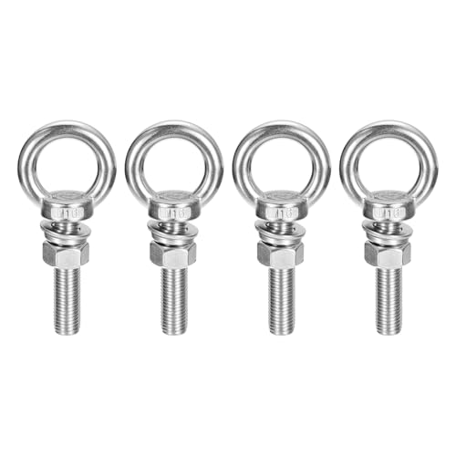 uxcell Lifting Eye Bolt, 4 Sets M16 x 70mm Eye Bolt with Nut Washer 304 Stainless Steel Shoulder Lifting Ring Eye Bolt for Hanging Item