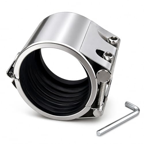 Pipe Repair Clamp,2.5 inch (60mm-65mm)）Stainless Steel Leak Sealer, Heavy Duty Pipe Leak Repair Kit for Metal & PVC Pipes, for Burst & Crack Water Pipe Emergency Maintenance 60mm-65mm/2.5 inch