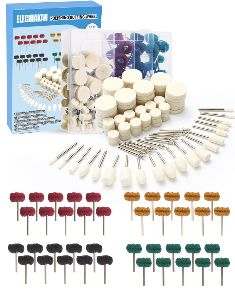 140 Pieces Multifunctional Wool Felt Polishing Bits for Dremel with Dremel Grinding Attachments, Wool Felt Polishing Wheel, Polishing Attachment, Cordless Screwdriver, for Metal, Bike, Wheel Hub, Includes Storage Box