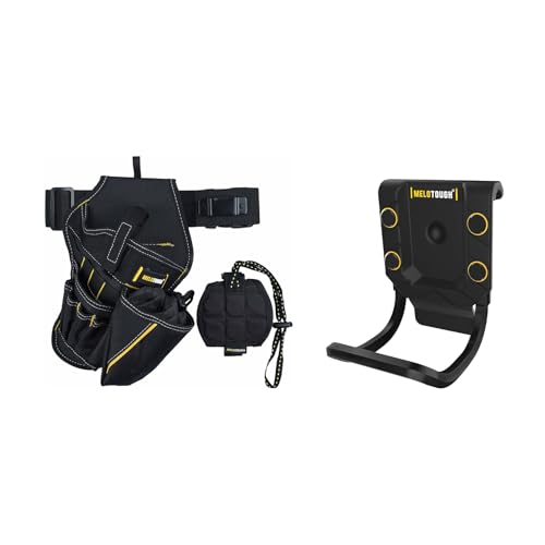 MELOTOUGH Impact Holster 3-in-1 Drill Holster Combo with Magnetic Wristband,Tool Belt Drill Holder,Black Hammer Holder for Belt