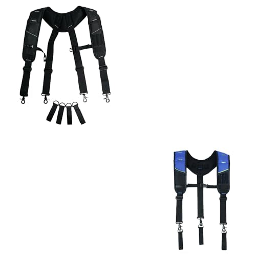 KUNN Tool Belt Suspenders Padded & 3-Points Padded Construction Work Pouch Suspender for Men