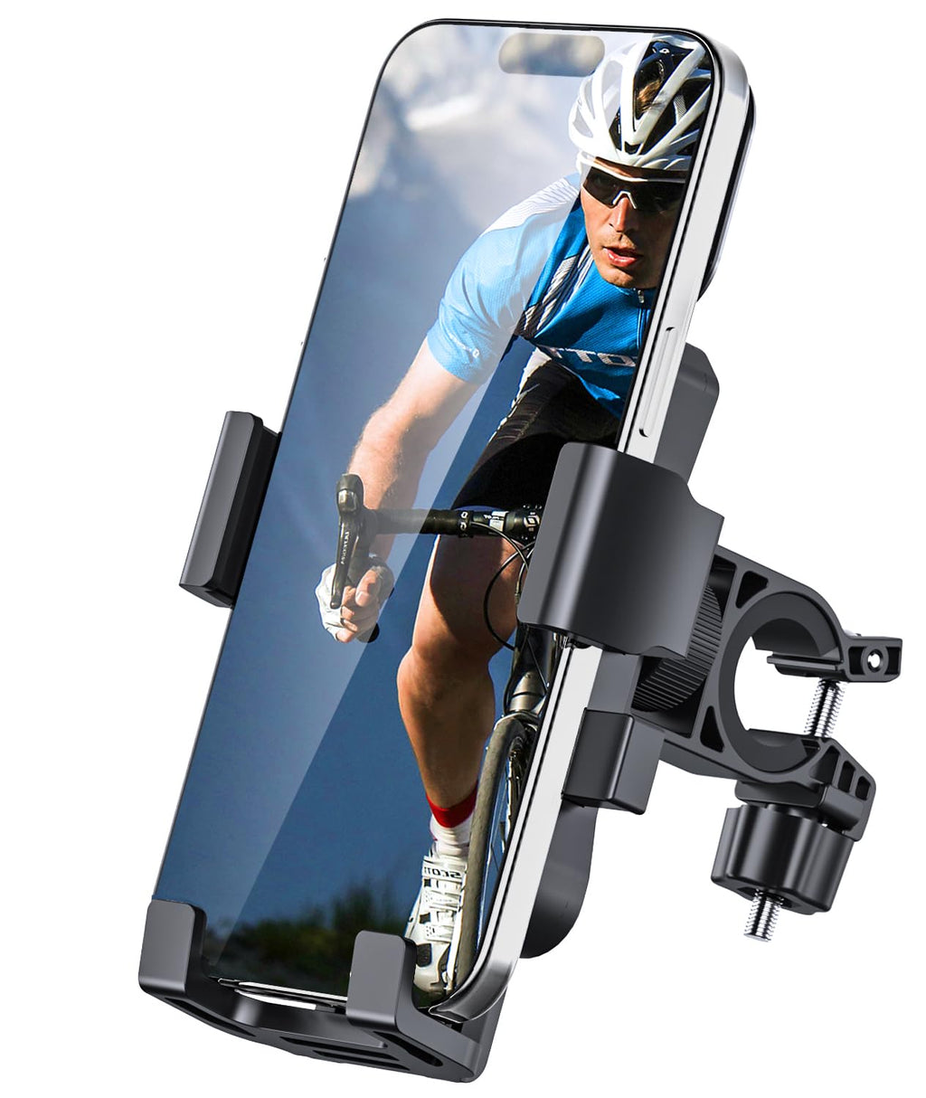 Bike Phone Holder,Bike Phone Mount, Secure Bicycle Handlebar Phone Mount, Phone Holder for Bike and Motorcycle, Premium Motorcycle Phone Mount, Bike Accessories for iPhone 4.5-6.8" Smart Phone, Black