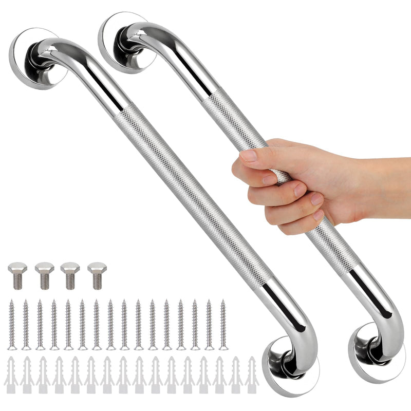 2 PCS Shower Grab Bars for Seniors, 24 Inch Anti Slip Shower Handle, Stainless Steel Bathroom Balance Bar, Safety Hand Rail Support, Assist Bath Handrails for Handicap, Elderly, Pregnant 2 PCS-24IN