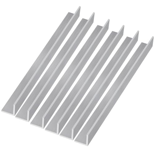 6 PCS 13-Inch Aluminum Angle 1x1 Inch, 1/8" Thick Structural Stock - 6061 Alloy Angle Iron for Framing, Shelving & DIY Projects, Heavy-Duty Metal Brackets 6PCS 1x1x1/8-inch
