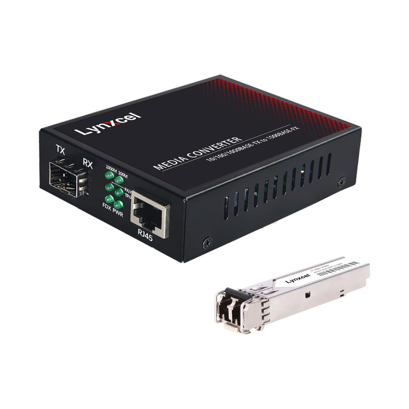 Gigabit Ethernet Media Converter, Multimode Dual LC Fiber SFP to RJ45 Converter, for 10/100/1000Base-TX to 1000Base-SX with a SFP Transceiver, MMF 850nm, up to 550m Gigabit Multi Mode LC