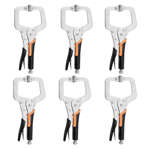 6-Inch C-Clamp Locking Pliers,Heavy Duty Vise Grip Welding Clamp With Swivel Pads for Woodworking,Home,Metalworking,Auto Repair(6 Pack) 6 inch 6 Pack