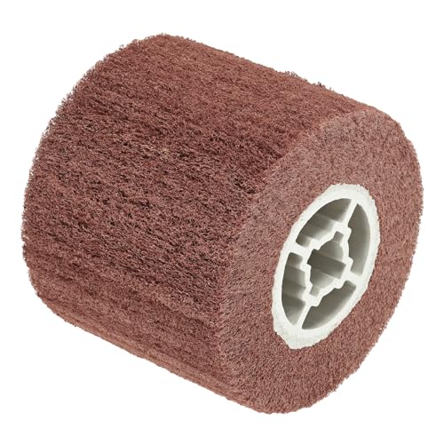 uxcell 120x100x19mm 800 Grit Non-Woven Polishing Burnishing Wheel Nylon Wire Drawing Abrasive Flap Wheel for Surface Treatment Stainless Steel Copper Aluminum Red