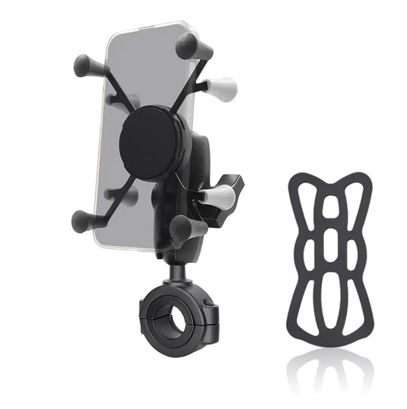 Strg Phone Mount with Rail Base, Universal Phone Holder for Rails 1.12'' to 1.5'' in Diameter, X Phone Mount Compatible with Bike Motorcycle ATV/UTV and More Rails