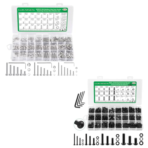 820PCS M2 M3 M4 304 Stainless Steel Hex Socket Head Cap Metric Screw Assortment and 860PCS M2 M3 M4 M5 Hex Button Head Cap Metric Screw Assortment Kit