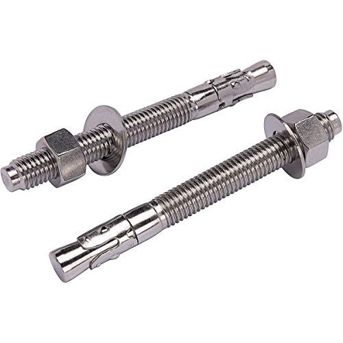 5/8" X 8" Concrete Anchor, 304 Stainless Wedge Anchor with Excellent Anti-Rust Performance, 304(18-8) Stainless Steel Concrete Anchors and Screws Kit (5pcs) 5/8" X 8"