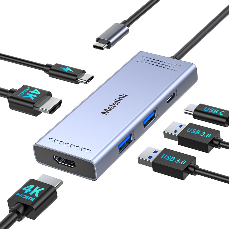 Docking Station to Dual HDMI Monitor, USB C to Dual HDMI Adapter, USB-C HUB with 2xHDMI Ports 4K 60Hz, 100W PD Charging, USB-A&C 3.0, Laptop Docking Station Compatible with Dell, HP, Lenovo, and More 6 in 1