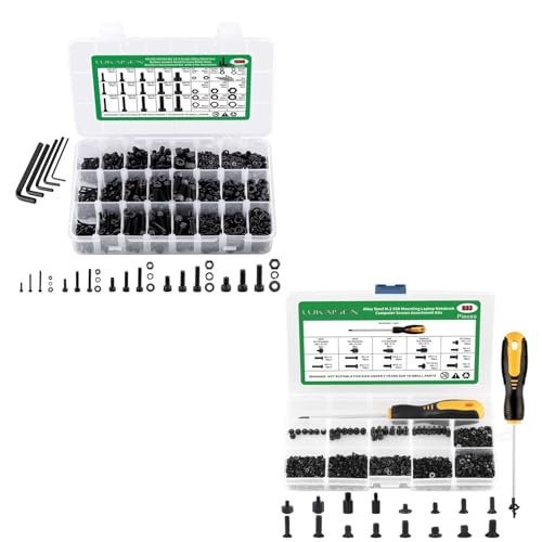1500PCS Hex Socket Head Cap Screws Nuts and Washers Assortment, M2 M3 M4 M5 M6 and 633pcs Laptop Screws, M.2 NVMe SSD Mounting Screw Kit, M2 M2.5 M3