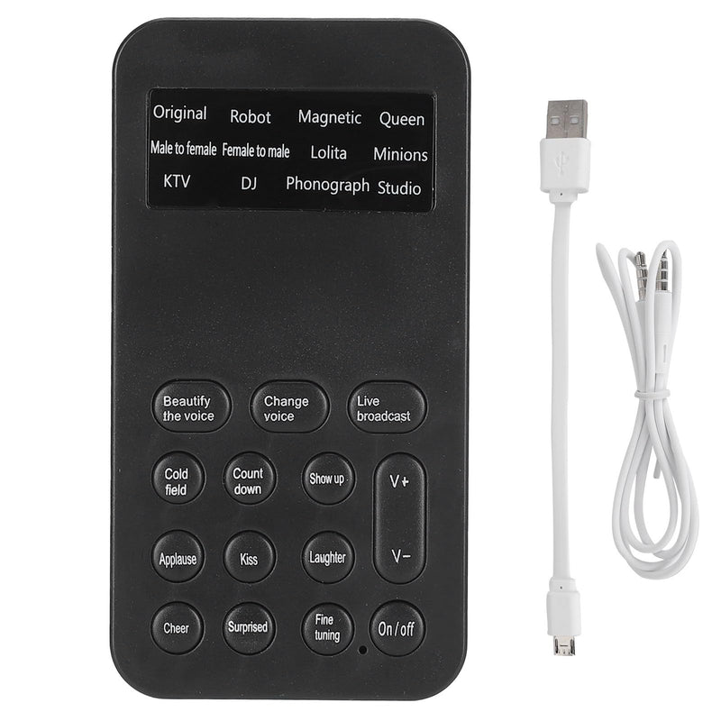 Handheld Voice Changer Device with 8 Sound Effects Real Time Voice Modulation for Mobile Phone Gaming Streaming Podcasts Plug Play Design Portable Sound Card
