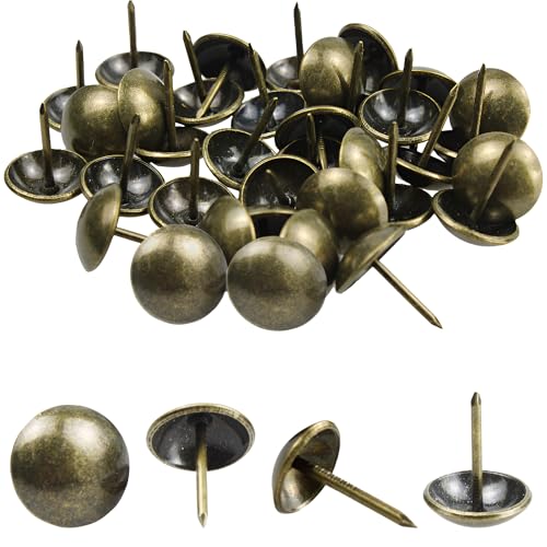 200PCS 5/8" Upholstery Tacks Furniture Nails Pins, 16×20mm Decorative Furniture Tacks, Round Head Furniture Thumb Pushpin DIY Tacks for Upholstered Furniture Cork Board, Bronze