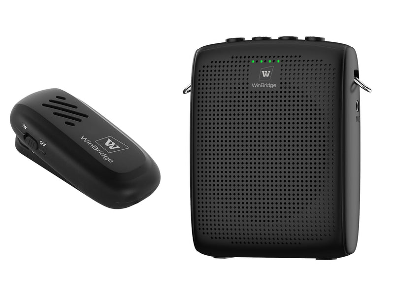WinBridge Wireless Voice Amplifier with Bluetooth Lavalier Lapel Microphone for Teachers,Portable Speaker and Wireless Clip On Microphone System, Mini Megaphone Speaker Mic Set 15W 2600mAh WB005 WB005N