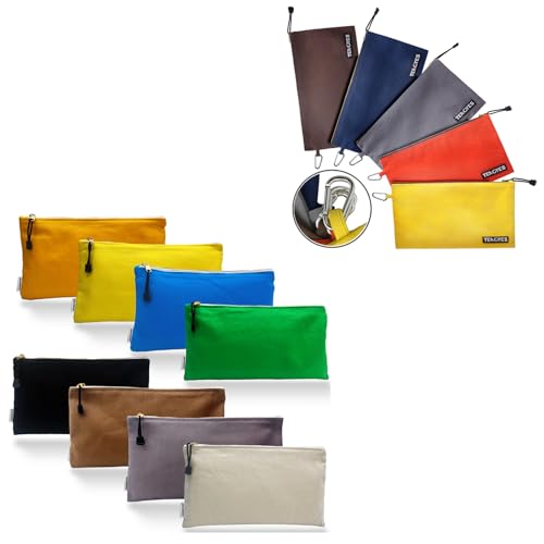 13 Pack Canvas Tool Bag Zipper Pouch - Heavy Duty Tools Utility Pouches, Multipurpose Storage Organizer Tote Bags with Dependable Metal Zippers, 12.5 x 7-Inch