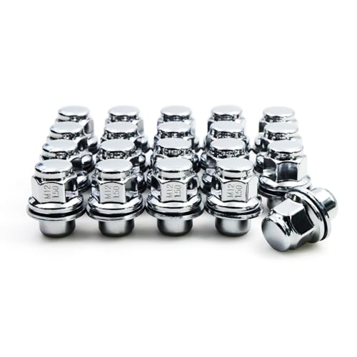 Set of 20 12x1.5 Mag OEM Factory Washer Style 1.47" Chrome Lug Nuts for Toyota Tacoma 4 Runner SR5 Pre-Runner TRD Off-Road Limited OEM Replacement (20pcs, 6 Grade)