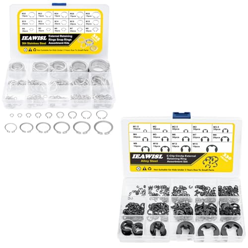 325PCS 304 Stainless Steel Retaining Ring & 330PCS Alloy Steel E-Clips