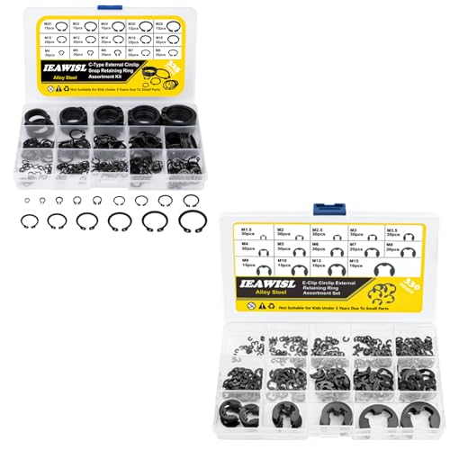 325PCS Alloy Steel C-Clips & 330PCS Alloy Steel E-Clip