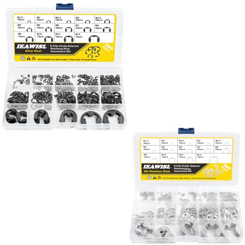 330PCS Alloy Steel E-Clips & 330PCS 304 Stainless Steel E-Clips