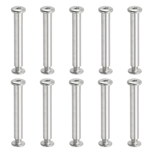 PATIKIL Hex Chicago Screws, 20 Set Binding Screw Posts M6 x 50 mm Connecting Hex Drive Socket Cap Bolt Nuts for Scrapbook Leather Belt Album Photo Furniture Repair, Silver
