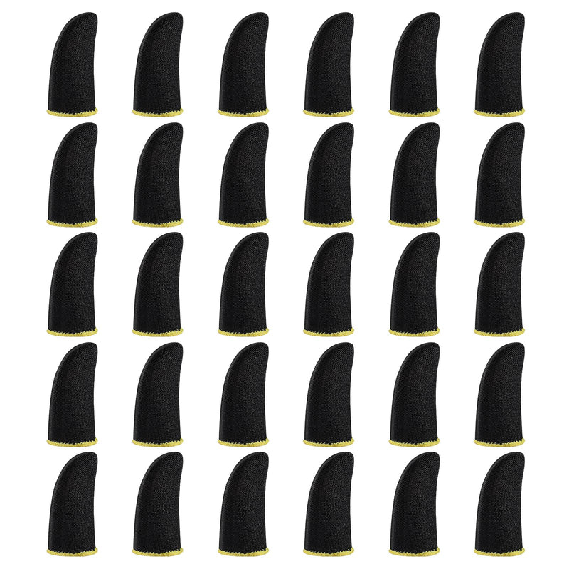 30 Pcs Carbon Gamer Finger Thumb Sleeves Mobile Gaming Smooth Operation Stabilizer Sweatproof Breathable Thin Compression Support Glove Protector Seamless Screen Finger Cover