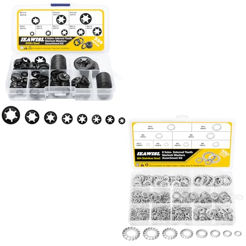 330PCS Internal 65Mn Steel Tooth Starlock Washers & 550PCS 304 Stainless Steel External Tooth Lock Washers