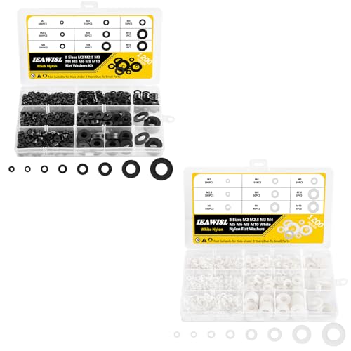 1200PCS Black Plastic Nylon Flat Washers & 1200PCS White Plastic Nylon Flat Washers