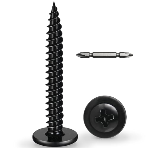 #8 x 2-1/2 Inch Wood Screws Phillips Modified Truss Head Stainelss Steel 410 Self Tapping Metal Screws,Black Zinc Plated(3Ib,245Pcs) 8 x 2-1/2" Black 3lb Box