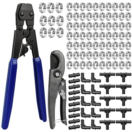 PEX Cinch Clamp Tool Kit, 3/8" to 1" PEX Pipe Clamp Cinch Tool Set 112pcs(PPSU)