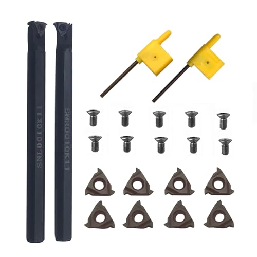 24pcs Rotary Thread Tool Female Thread Tool Holder SNL0010K11 SNR0010K11 Thread Inserts 11ER AG60 11IR AG60 Thread Cutting Inserts for Drill Rod Holder