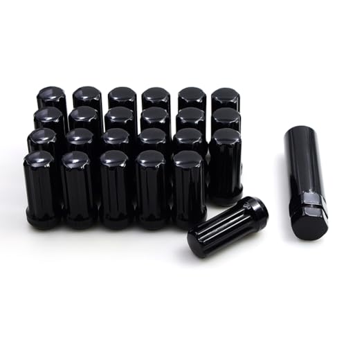 M14x1.5 Lug Nuts Black - 24PCS Spline Large Acorn Seat Lug Nuts Replacement for 1999-2022 Chevrolet Silverado 1500, 2012-2022 Chevy Suburban, 2018-2022 Traverse Aftermarket Wheels Lug Nut
