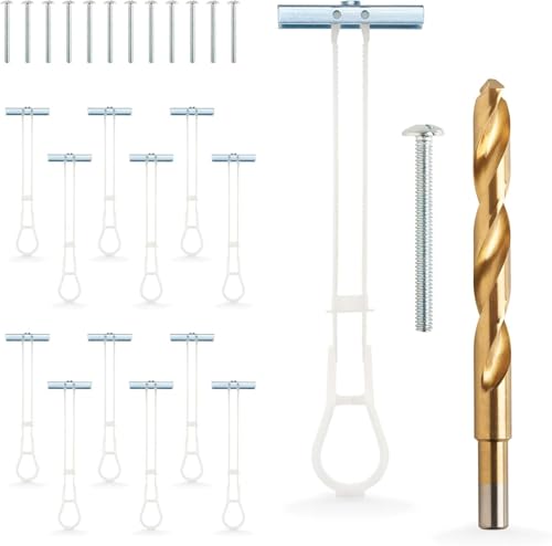 1/4”-20 Quick Easy Heavy Duty Toggle Anchors with Bolts - Hollow Wall Anchors with Steel Wings, Adjustable Up to 2 1/2" Thick Wall, Holds Up to 1080 Lbs, Heavy Duty Drill Bit Included (48 Pack) 48 Pack