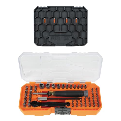 Klein Tools 80177 MODbox Ratcheting Driver Set with MODbox Case Adapter, Modular Tool System Side Rail Attachment, 65 Piece MODbox Ratchet & Driver Set