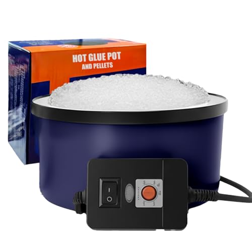 Electric Hot Glue Pot for Crafts with 1lb Pellets 225-400°F Adjustable - Blue Electric Glue Pot