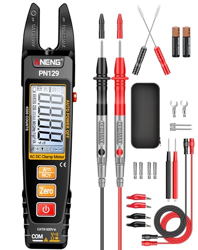 Multimeter PN129 Current Clamp, TRMS 4000Counts U-shaped Pliers Current Meter | With AC/DC current, voltage, resistance, capacity, continuity, non-contact voltage detection tool PN129 (normal version with test kit)