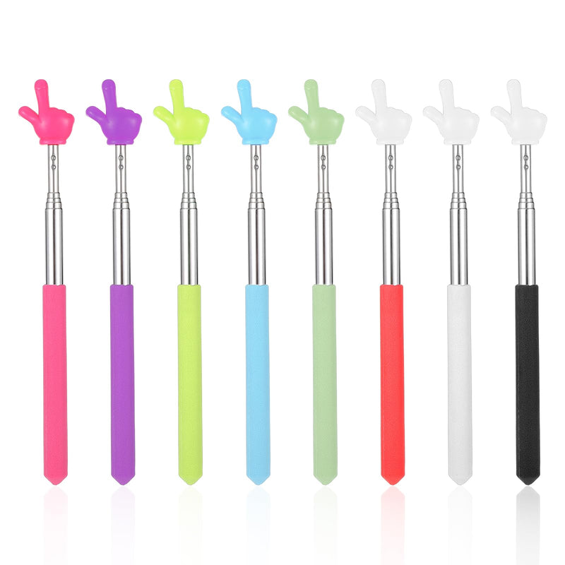 8 Pieces Telescopic Pointer Finger Pointer Stick for Coach Presenter, Extends to 21.7 Inches (8 Colors)