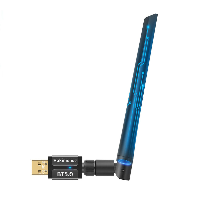 Long Range Bluetooth 5.4 Adapter for PC, Wireless USB Dongle w/ 5dBi Antenna for Laptop Desktop Windows 11 10 8.1 7 Linux, Pair w/Bluetooth Headphones Headset Speaker Mouse Keyboard Printer