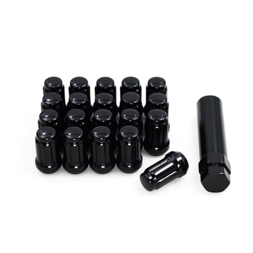 49034BKC-07-20AM Black Chrome M12x1.50 Spline Lug Nut with Key, 20 Pack