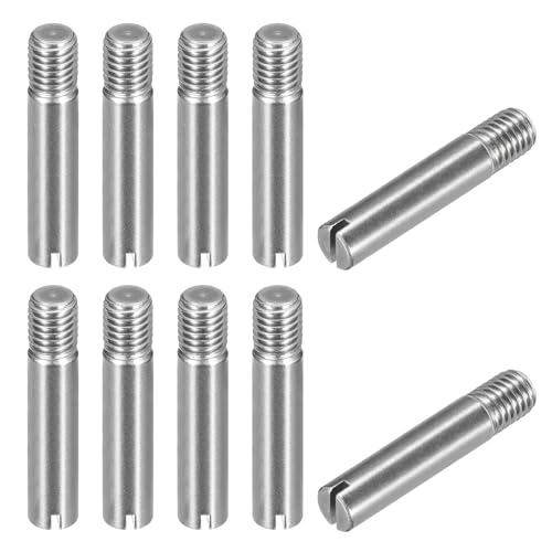 uxcell 10Pcs M10 x 50mm Slotted Cylindrical Pin 304 Stainless Steel Dowel External Thread Locating Pin for Furniture Cabinets 10