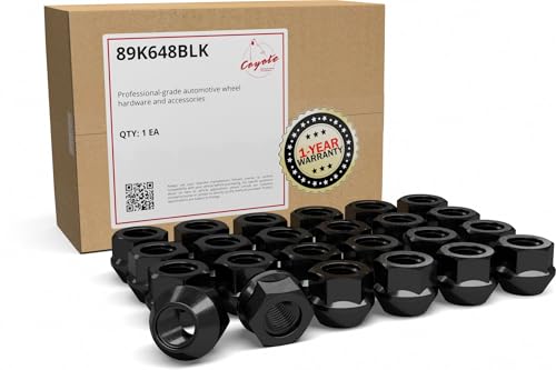 Wheel Accessories Parts 24 Pcs M14x1.5 14x1.5 Thread Open End Bulge Acorn 21mm 0.83" Long Lug Nuts Black 7/8" 22mm Hex Fits Chevy Silverado 1500 Tahoe | GMC Sierra 1500 | Ram 1500 OE Wheels GM and Ram Trucks
