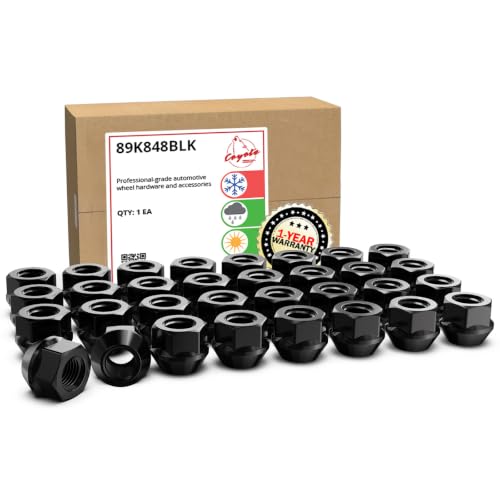 Wheel Accessories Parts 32 Pcs M14x1.5 14x1.5 Thread Open End Bulge Acorn 21mm 0.83" Long Lug Nuts Black 7/8" 22mm Hex Fits Chevy Silverado GMC Sierra 2500 3500 Ford F250 F350 RAM 2500 3500 32 Pack 7/8" Hex Open