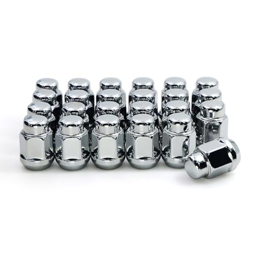 24 Pcs M12 x 1.5 Thread Bulge Acorn 35mm 1.38" Long Lug Nuts Chrome 13/16" 21mm Hex Fits 2004-12 Chevy Colorado GMC Canyon