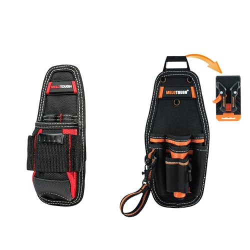 MELOTOUGH 1 pcs Small Tool Pouch with Quick Release Belt Clip with Tape Thong Strap + Small Tool Pouch with Belt Clip,Small Tool Holder Pouch