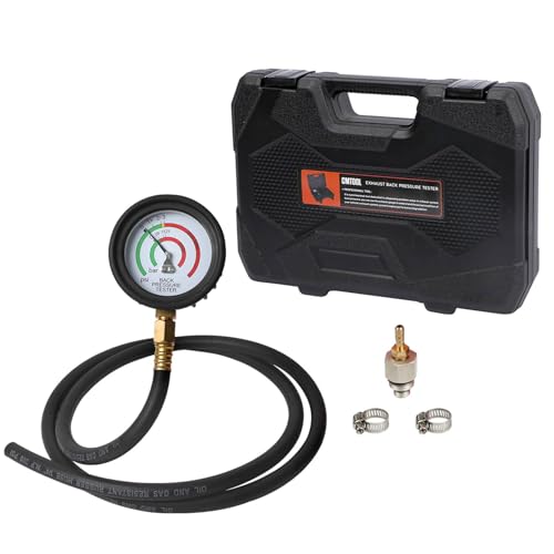 CMTOOL Exhaust Back Pressure Tester Kit with Carrying Case, Automotive Exhaust Back Pressure Gauge Set with 6-Foot Hose, Professional Car Diagnostic Test Tool with Adapter & 2 Hose Clamps