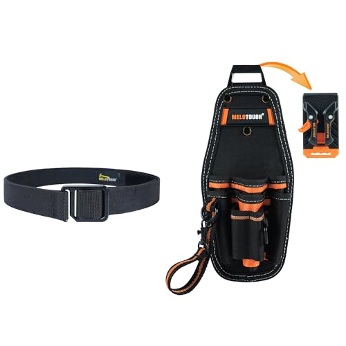 MELOTOUGH 1 PCS Modular EDC Tool Belt - 1.75 Inch Adjustable Work Belt + 1PCS Small Tool Pouch with Quick Release Belt Clip Tool Holster Pouch